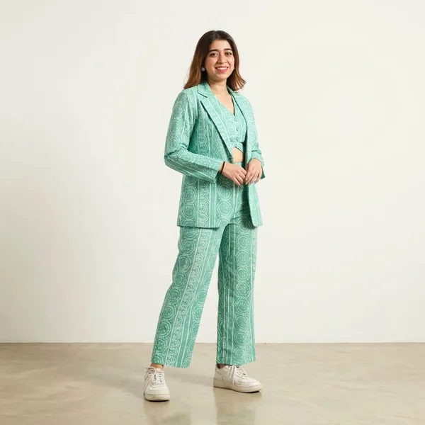Cotton_Jaquard_Pantsuit_Tailored_Suit_For_Women
