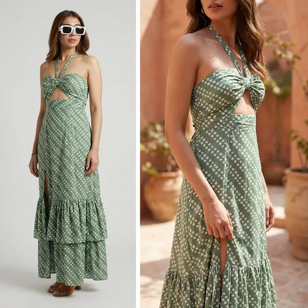 Cotton_Printed_Halter_High_Neck_Dress_For_Women