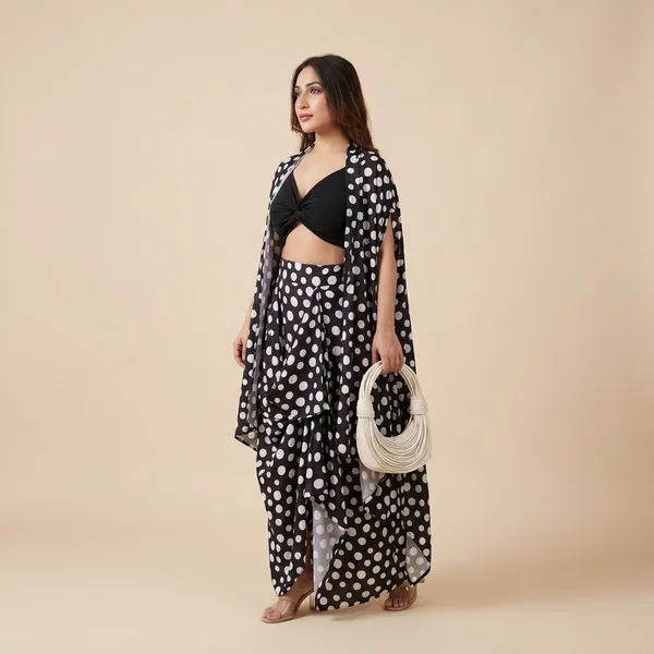 Polka_Dots_Black_And_White_Satin_Cotton_Mirage_Set_Co_Ord_For_Women