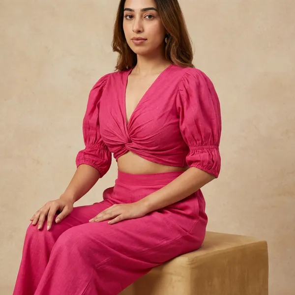 Solid_Cotton_Knot_Co_Ord_Set_For_Women