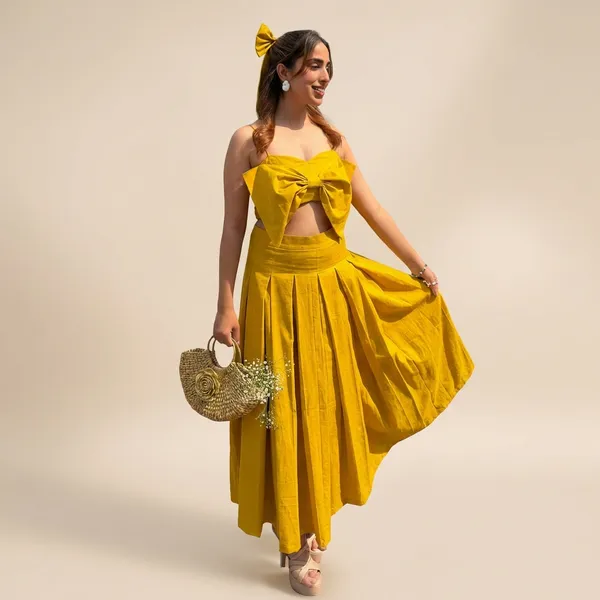 Solid_Cotton_Bow_Skirt_Co_Ord_Set_For_Women
