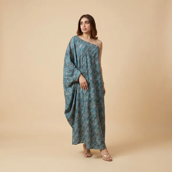 Printed_Masleen_Cotton_Azure_Mirage_Kaftan_For_Women