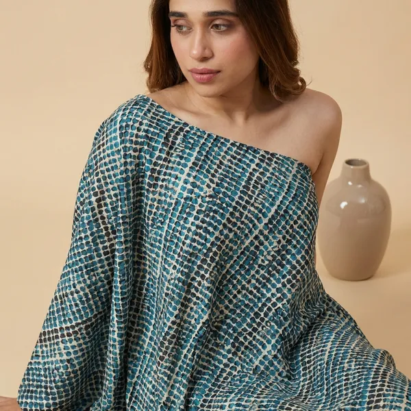 Printed_Masleen_Cotton_Azure_Mirage_Kaftan_For_Women
