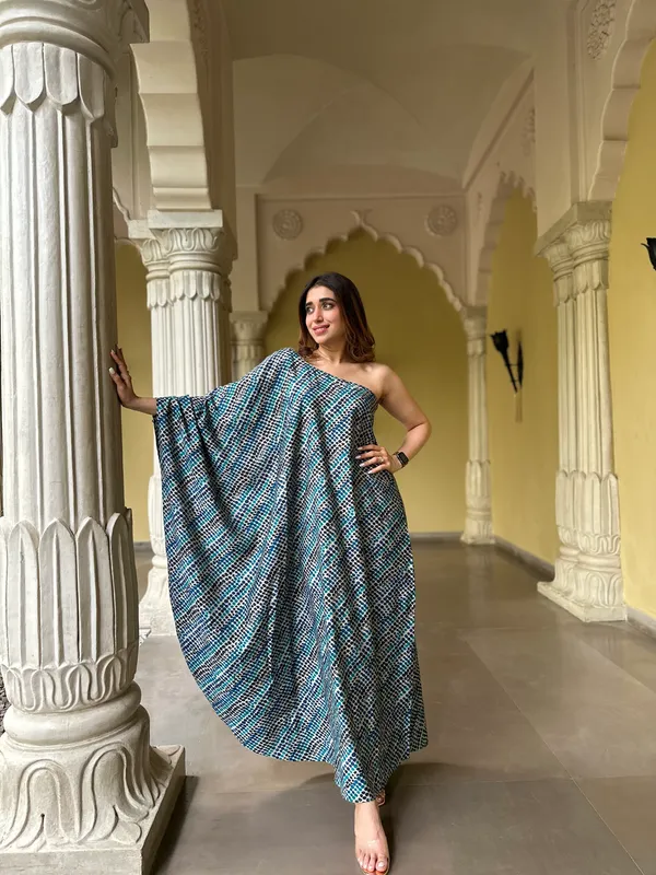 Printed_Masleen_Cotton_Azure_Mirage_Kaftan_For_Women