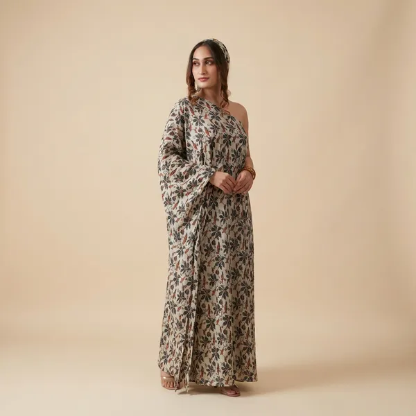 Floral_Printed_Masleen_Cotton_Azure_Mirage_Kaftan_For_Women