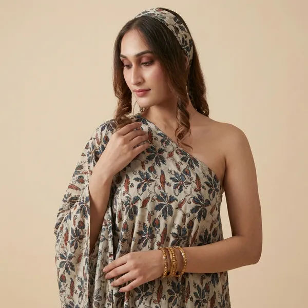 Floral_Printed_Masleen_Cotton_Azure_Mirage_Kaftan_For_Women