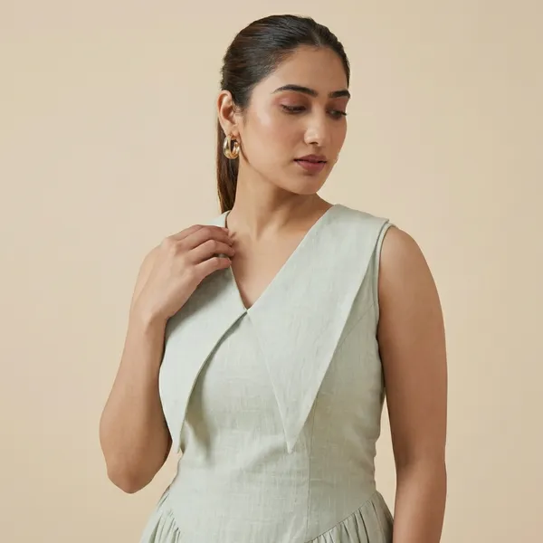 Linens_Collared_Corset_Midi_Dress_For_Women