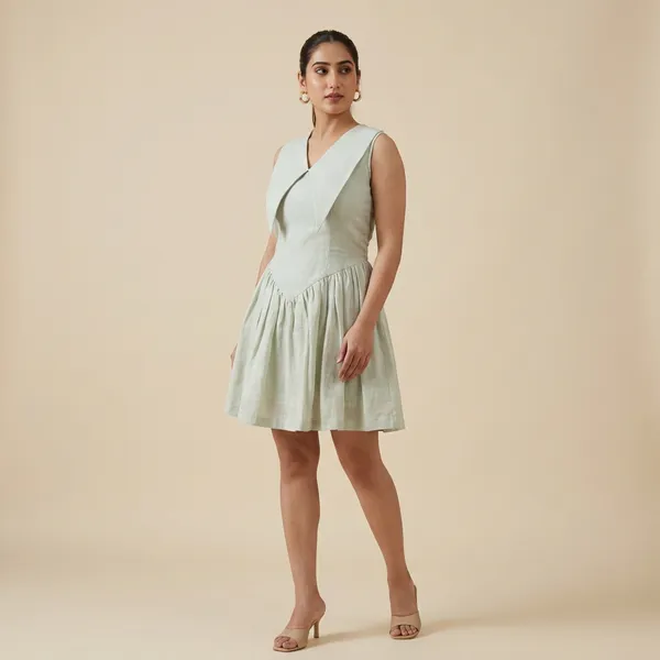 Linens_Collared_Corset_Midi_Dress_For_Women