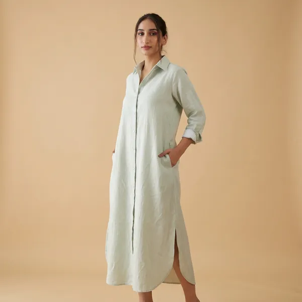 Linens_Collared_Linen_Shirt_Dress_For_Women