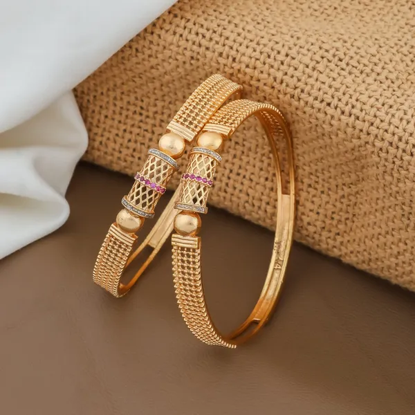 Gold_Plated_Pearl_And_Stone_Studded_Bangles_Set_Of_2