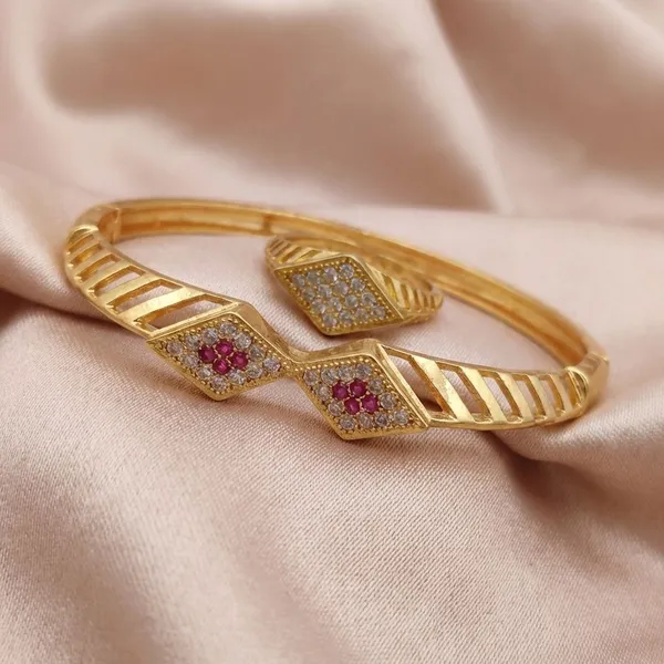 Golden_Geometric_Bangle_And_Ring_Set_With_Ruby_And_Cubic_Zirconia_Stones