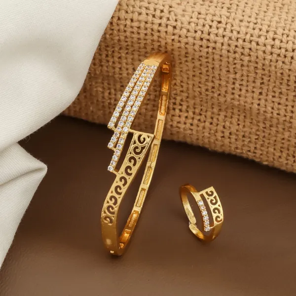 Gold_Plated_Cubic_Zirconia_Bangle_And_Ring_Set