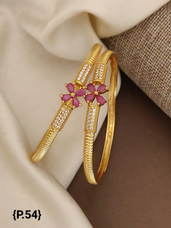 Elegant_Gold_Plated_Floral_Ruby_Bangles_Set_Of_2