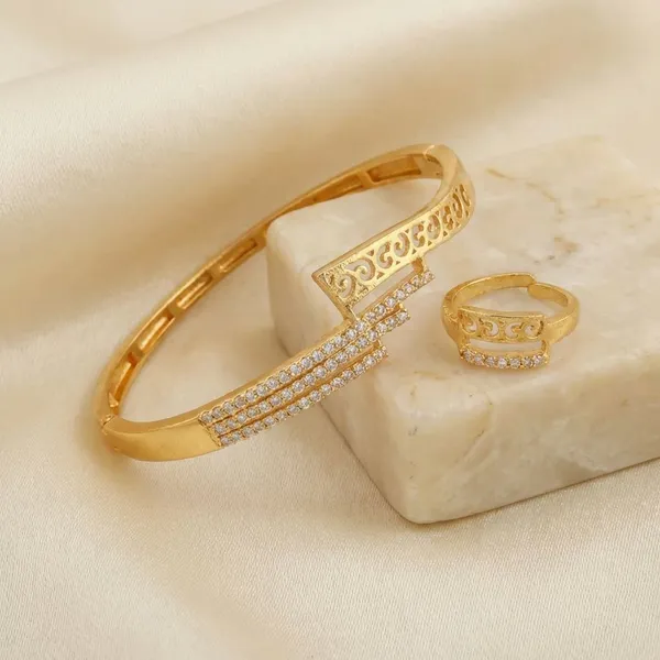 Gold_Plated_Cubic_Zirconia_Bangle_And_Ring_Set