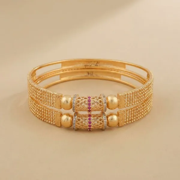 Gold_Plated_Pearl_And_Stone_Studded_Bangles_Set_Of_2