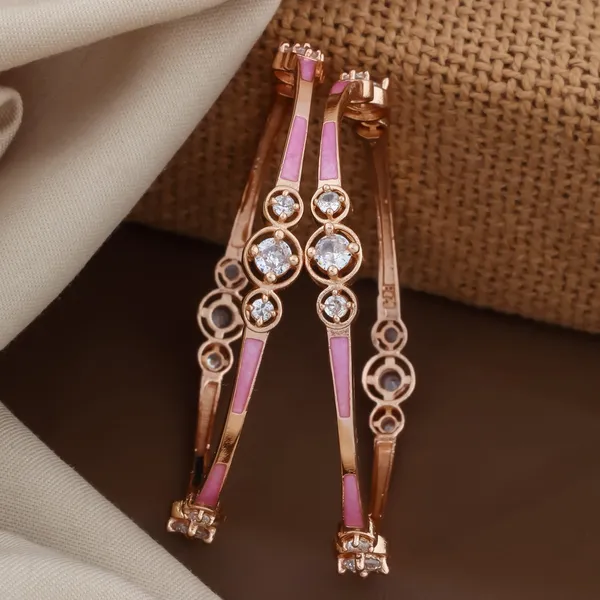 Rose_Gold_Plated_Pink_Enamel_Crystal_Bangles_For_Women_Set_Of_2