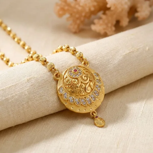 Traditional_Gold_Toned_Beaded_Necklace_Set_With_Pendant_And_Matching_Earrings