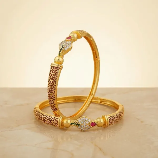 Traditional_Gold_Plated_Bangles_With_American_Diamond_Peacock_Design_Set_Of_2
