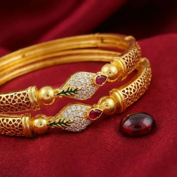 Traditional_Gold_Plated_Bangles_With_American_Diamond_Peacock_Design_Set_Of_2