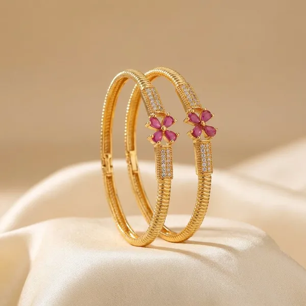 Elegant_Gold_Plated_Floral_Ruby_Bangles_Set_Of_2