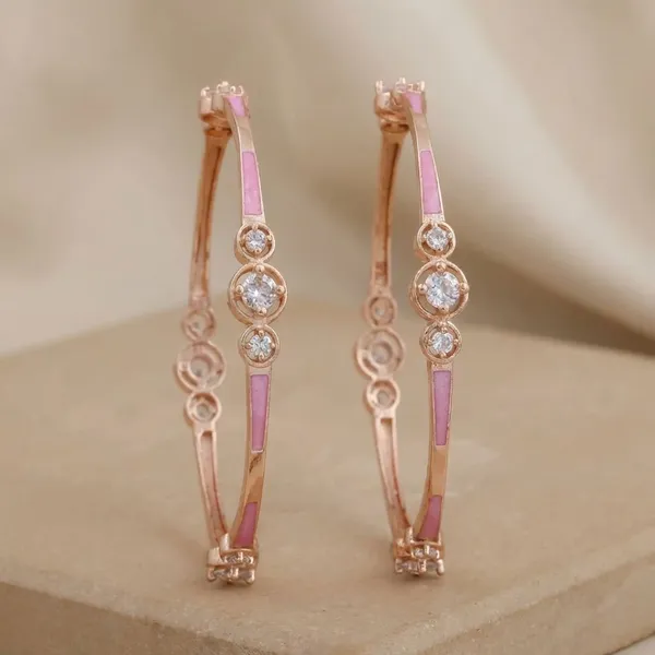 Rose_Gold_Plated_Pink_Enamel_Crystal_Bangles_For_Women_Set_Of_2