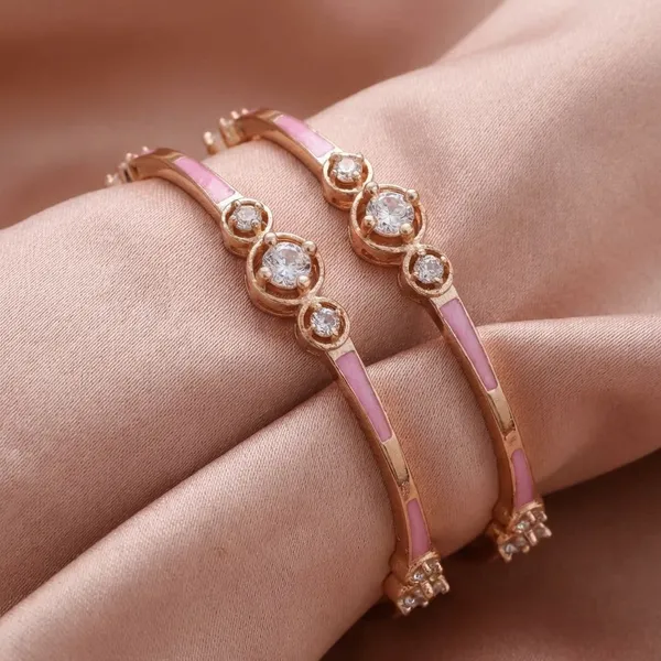 Rose_Gold_Plated_Pink_Enamel_Crystal_Bangles_For_Women_Set_Of_2