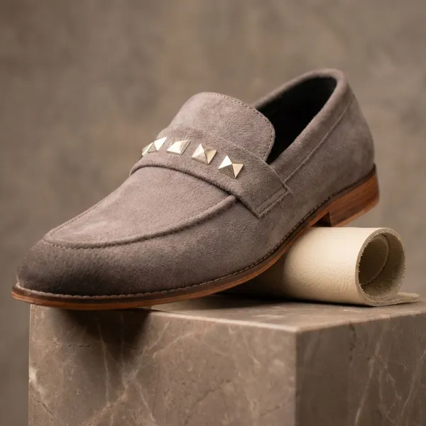 Lavender_Suede_Studded_Loafers_For_Men