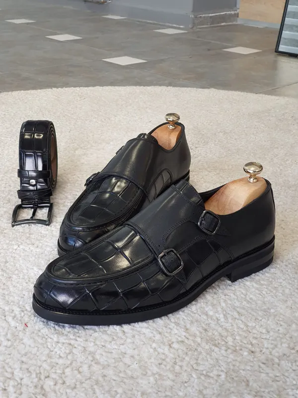 Black_Matt_&_Croc_Leather_Double_Buckle_Monk_Shoes_For_Men