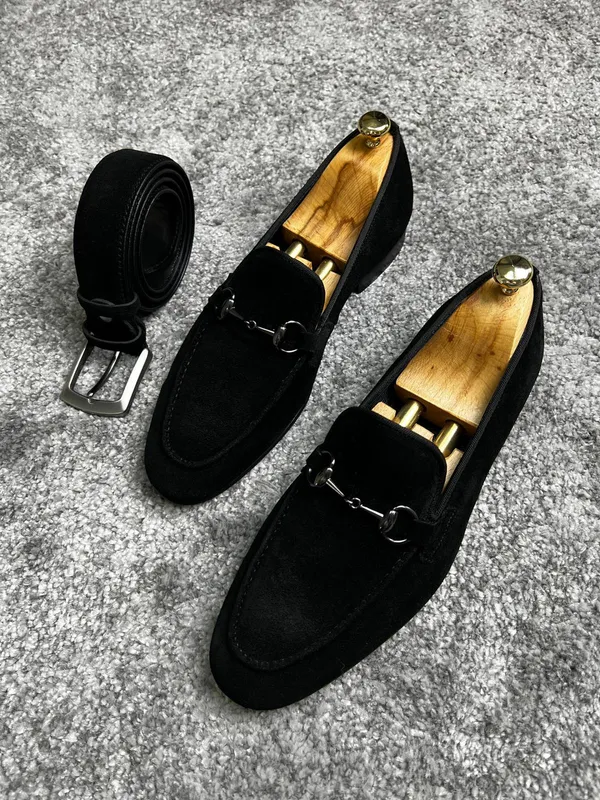 Black_Vegan_Suede_Buckle_Loafers_For_Men