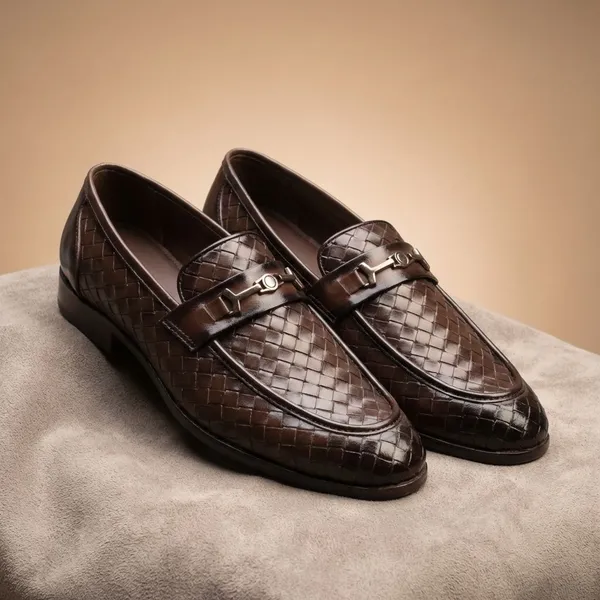 Brown_Woven_Leather_With_Buckle_Detail_Shoes_For_Men