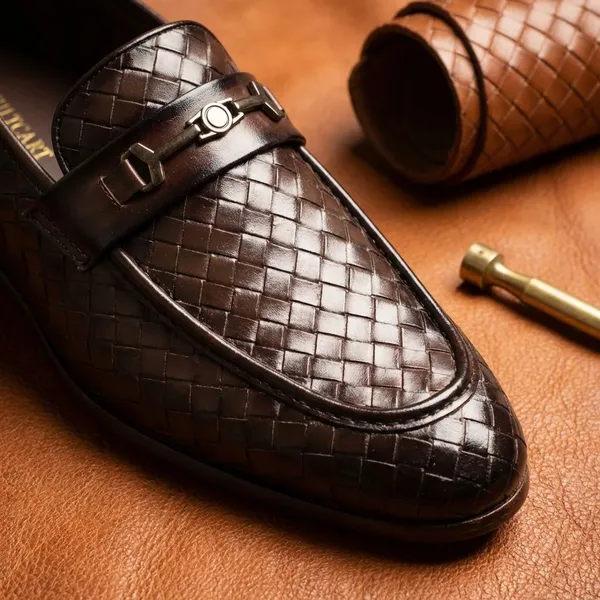Brown_Woven_Leather_With_Buckle_Detail_Shoes_For_Men