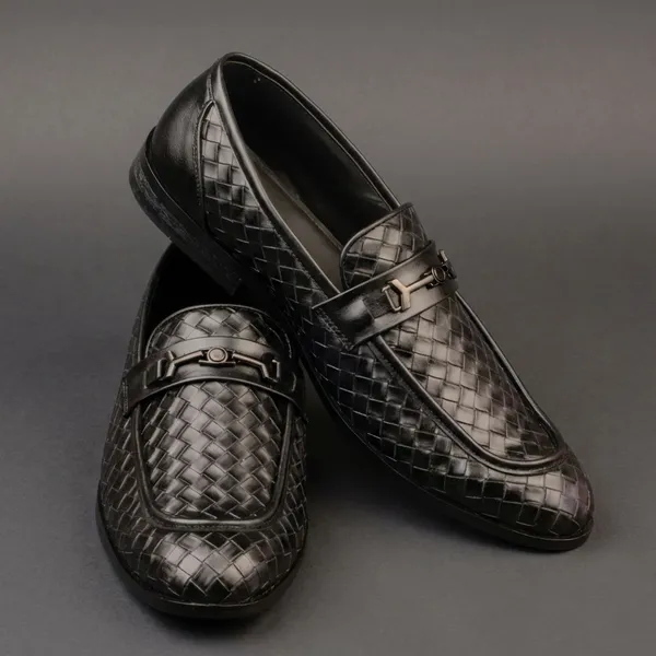 Black_Premium_Woven_Leather_Shoes_For_Men