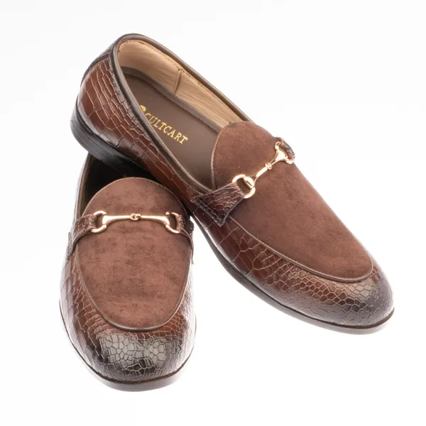Brown_Crocodile_Textured_With_Horsebit_Detail_Shoes_For_Men