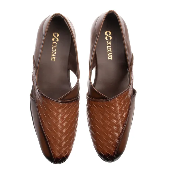 Brown_Woven_Leather_Slip_On_Shoes_For_Men