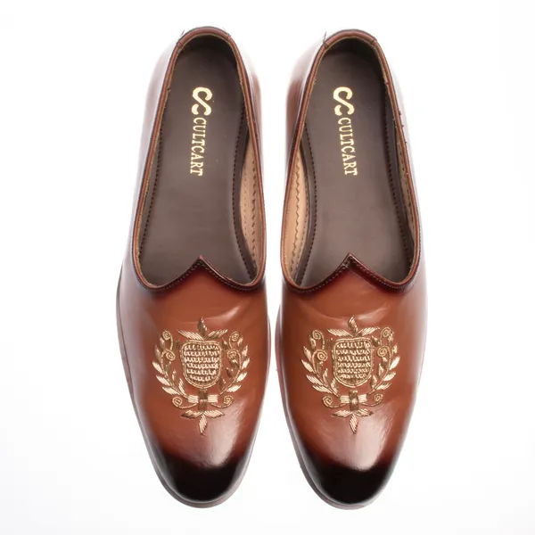Brown_Handcrafted_Leather_Embroidered_Formal_Loafers_For_Men