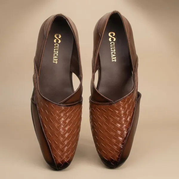 Brown_Woven_Leather_Slip_On_Shoes_For_Men