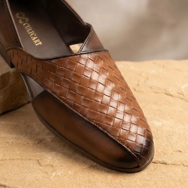 Brown_Woven_Leather_Slip_On_Shoes_For_Men