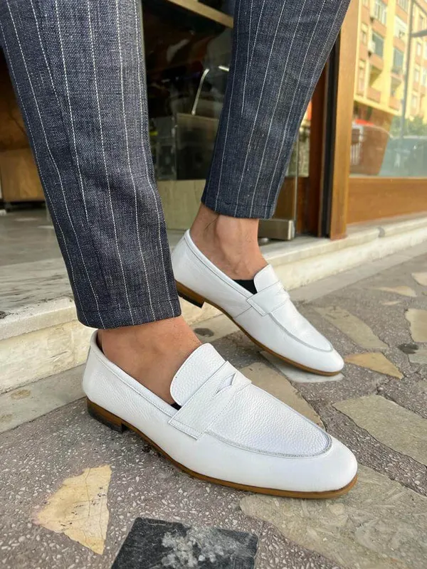 White_El_Pacho_Taseel_Loafers_For_Men