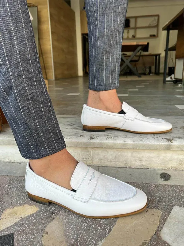 White_El_Pacho_Taseel_Loafers_For_Men
