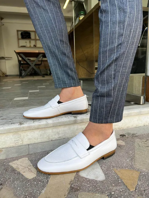 White_El_Pacho_Taseel_Loafers_For_Men