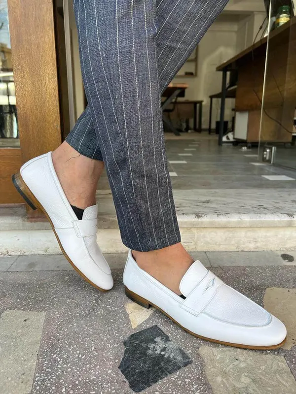 White_El_Pacho_Taseel_Loafers_For_Men
