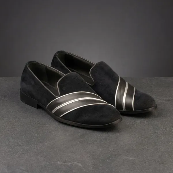 Grey_Slip_On_Loafers_With_Silver_Stripes_Shoes_For_Men
