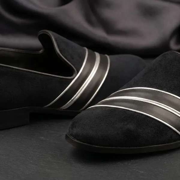Grey_Slip_On_Loafers_With_Silver_Stripes_Shoes_For_Men