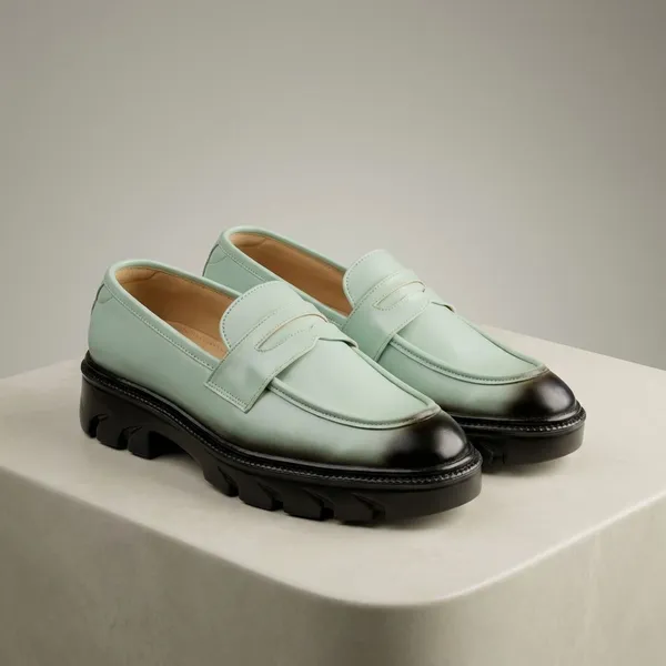 Light_Blue_Mint_Penny_Loafers_With_Chunky_Sole_For_Unisex