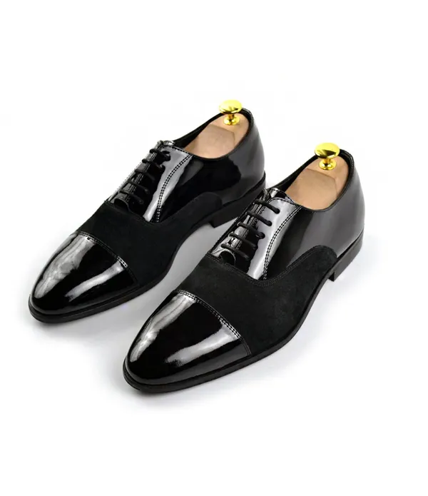 Black_Patent_Leather_Formal_Oxford_Suede_Panel_Shoes_For_Men