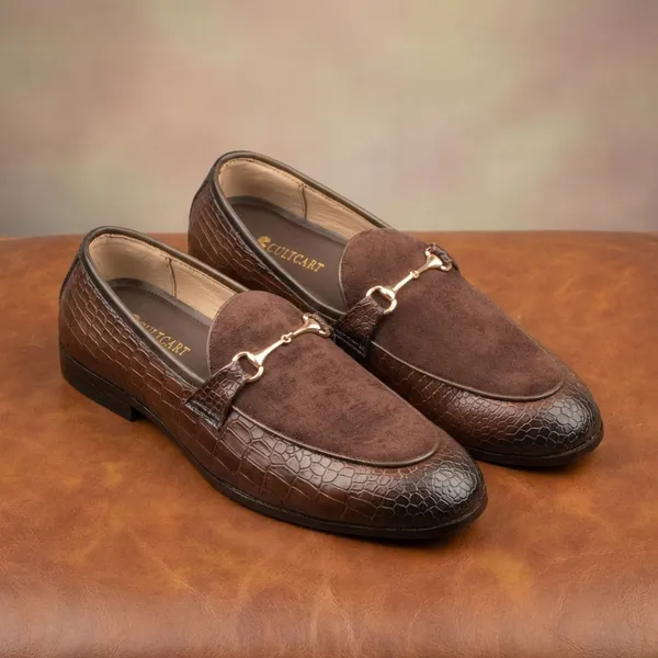 Brown_Crocodile_Textured_With_Horsebit_Detail_Shoes_For_Men