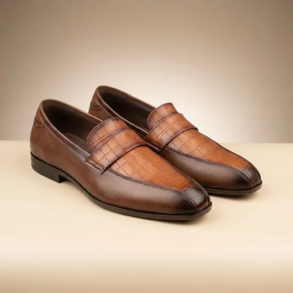Brown_Croc_Textured_Leather_Penny_Casual_Slip_On_Shoes_For_Men