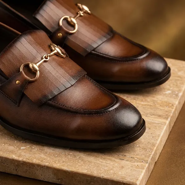 Brown_Leather_Horsebit_Loafers_With_Gold_Tone_Metal_Buckle_For_Men