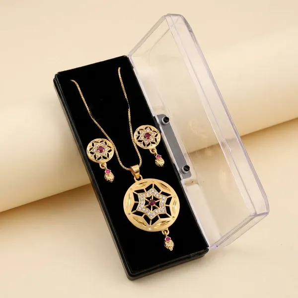 Gold_Toned_Ethnic_Pendant_Necklace_Set_With_Matching_Earrings