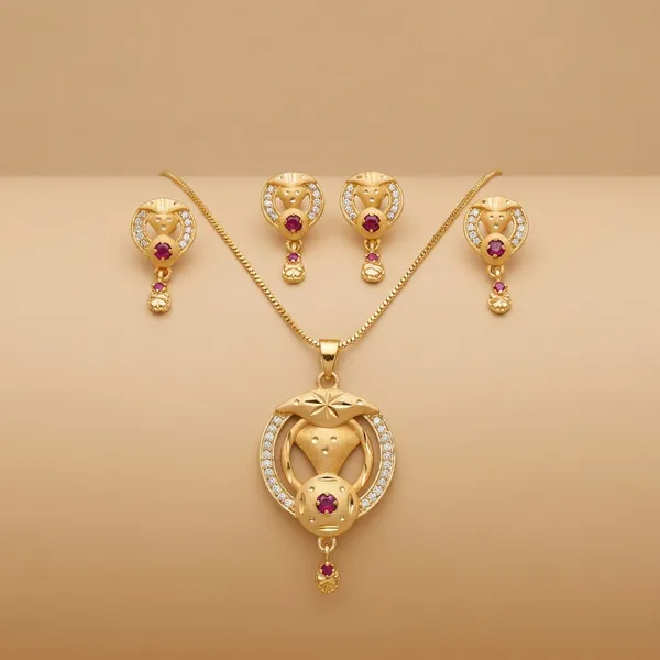Elegant_Golden_Panda_Pendant_Necklace_And_Earrings_Set_With_Pink_Crystal_Accents
